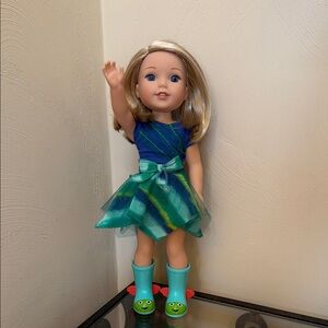 Wellie Wishers AG Doll Camille Blonde Hair Blue Eyes 14in